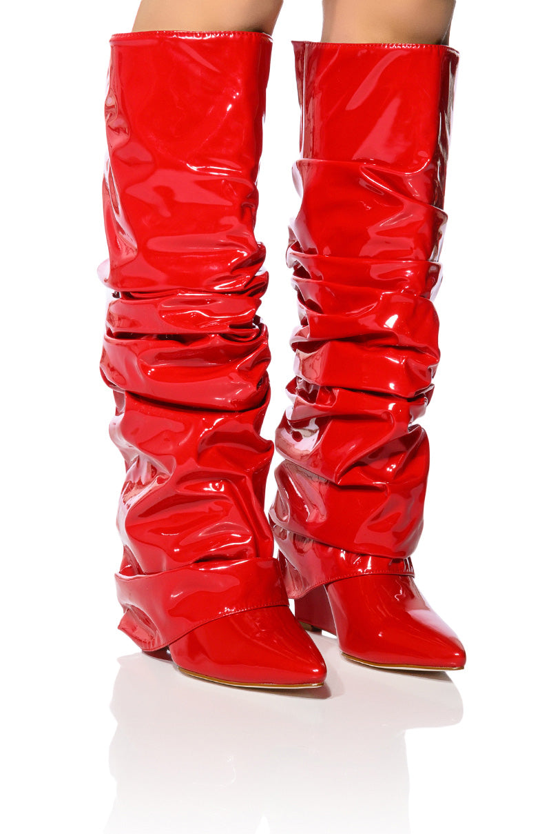 Front View Azalea Wang Sif Wedge Boot In Red