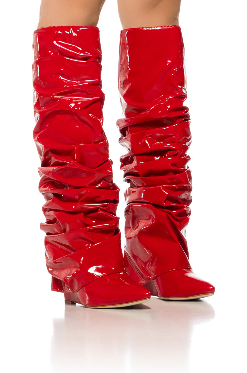 AZALEA WANG SIF SLOUCH WEDGE BOOT IN RED view 0