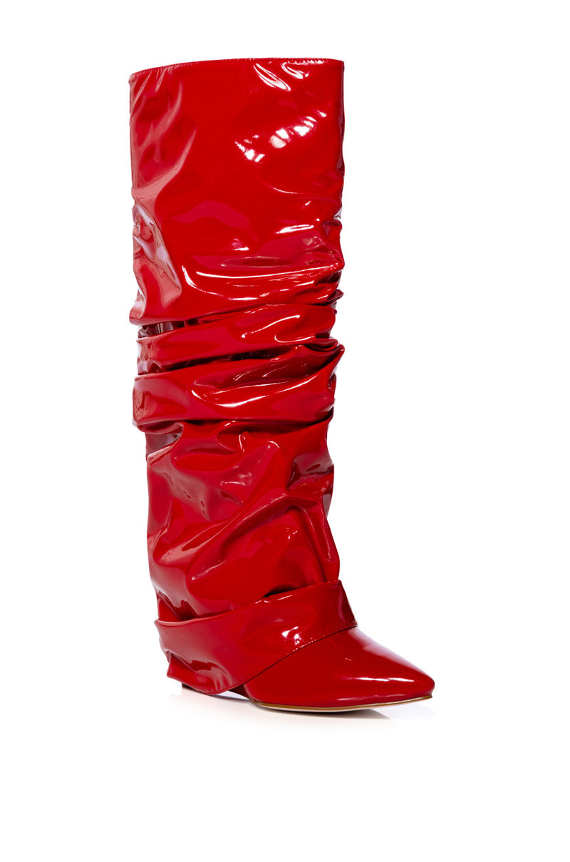 Back View Azalea Wang Sif Wedge Boot In Red