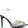 Front View Azalea Wang Silver Screen Bling Stiletto Pump In Black