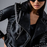 Front View Azalea Wang Simple Chain Stud Moto Jacket