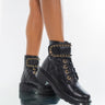 Front View Azalea Wang Simple Yet Classy Flat Bootie In Black