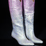 Front View Azalea Wang Simply Iconic Rhinestone Ombre Western Boot In Silver