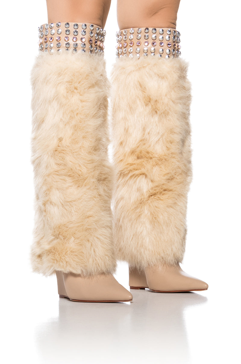 AZALEA WANG SKYLARK TAN FAUX FUR WEDGE BOOT view 0