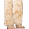 Front View Azalea Wang Skylark Tan Faux Fur Wedge Boot