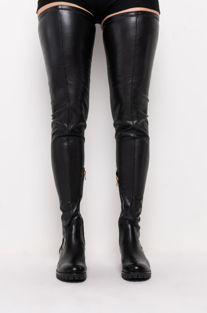Back View Azalea Wang Smitten Over You Over The Knee Flat Boot