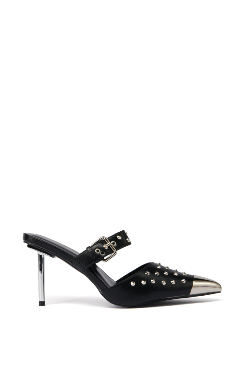 Side View Azalea Wang Smyth Black Studded Pump