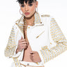 Front View Azalea Wang So Golden Mix Metal Moto Jacket