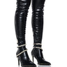 Front View Azalea Wang So Good Snake Wrap Detail Boot In Black