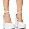 Front View Azalea Wang So Obsessed Platform Chunky Heel Pumps In White