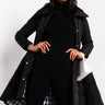 Front View Azalea Wang Solid Midtown Peplum Puffer Trench in Black