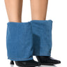 Front View Azalea Wang Solo Fold Over Denim Bootie In Blue