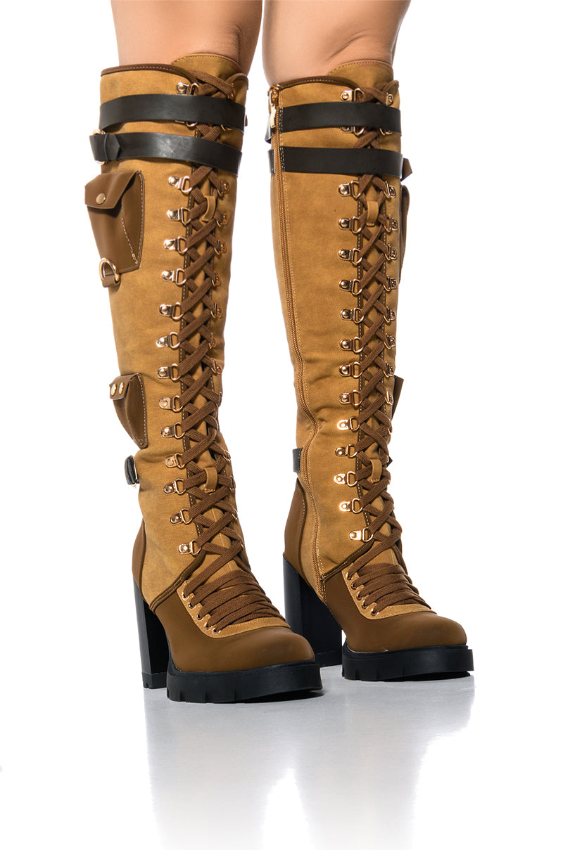Front View Azalea Wang Sonita Lace Up Boot
