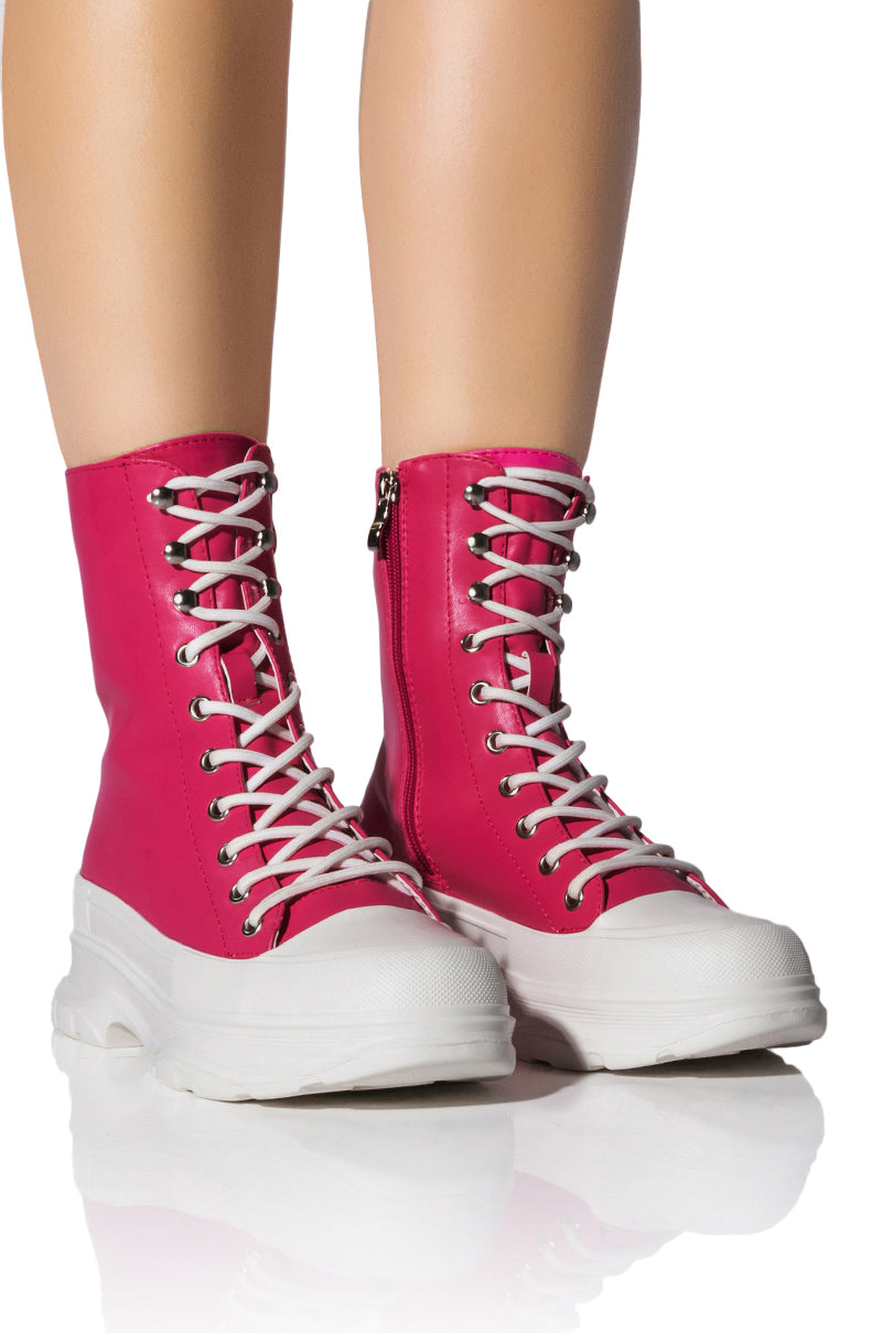 Front View Azalea Wang South Flatform Sneaker In Pink