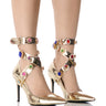 Front View Azalea Wang Soyokaze Gold Embellished Pump