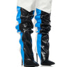 Front View Azalea Wang Speed Wagon Striped Stiletto Boot In Blue