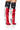 Front View Azalea Wang Speed Wagon Striped Stiletto Boot In Red