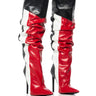 Front View Azalea Wang Speed Wagon Striped Stiletto Boot In Red