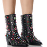 Front View Azalea Wang Sprinkles Embellished Bootie In Black