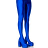 Front View Azalea Wang Star Stretch Chunky Heel Pant Boot In Blue