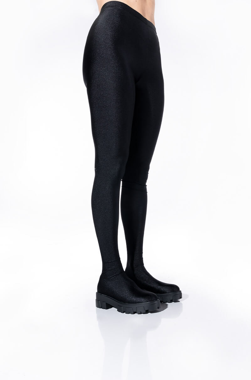 Side View Azalea Wang Star Stretch Flatform Pant Boot In Black