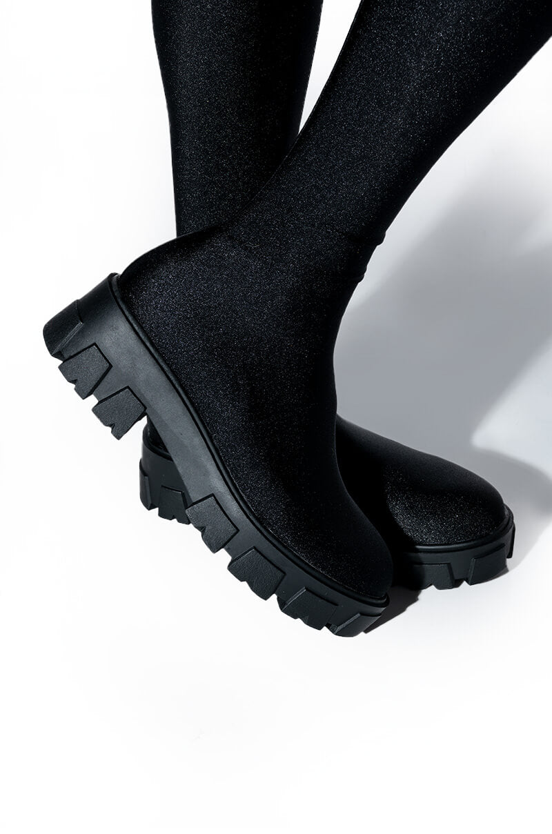 Extra View Azalea Wang Star Stretch Flatform Pant Boot In Black