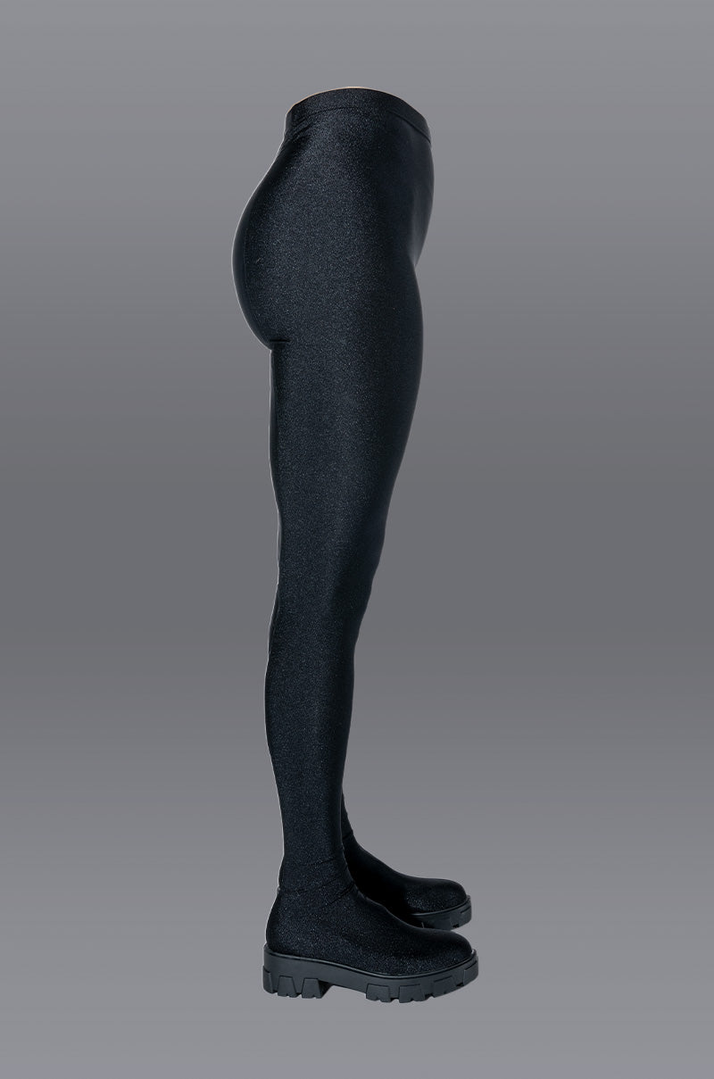Extra View Azalea Wang Star Stretch Flatform Pant Boot In Black