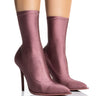 Front View Azalea Wang Star Stretch Serenity Bootie In Taupe