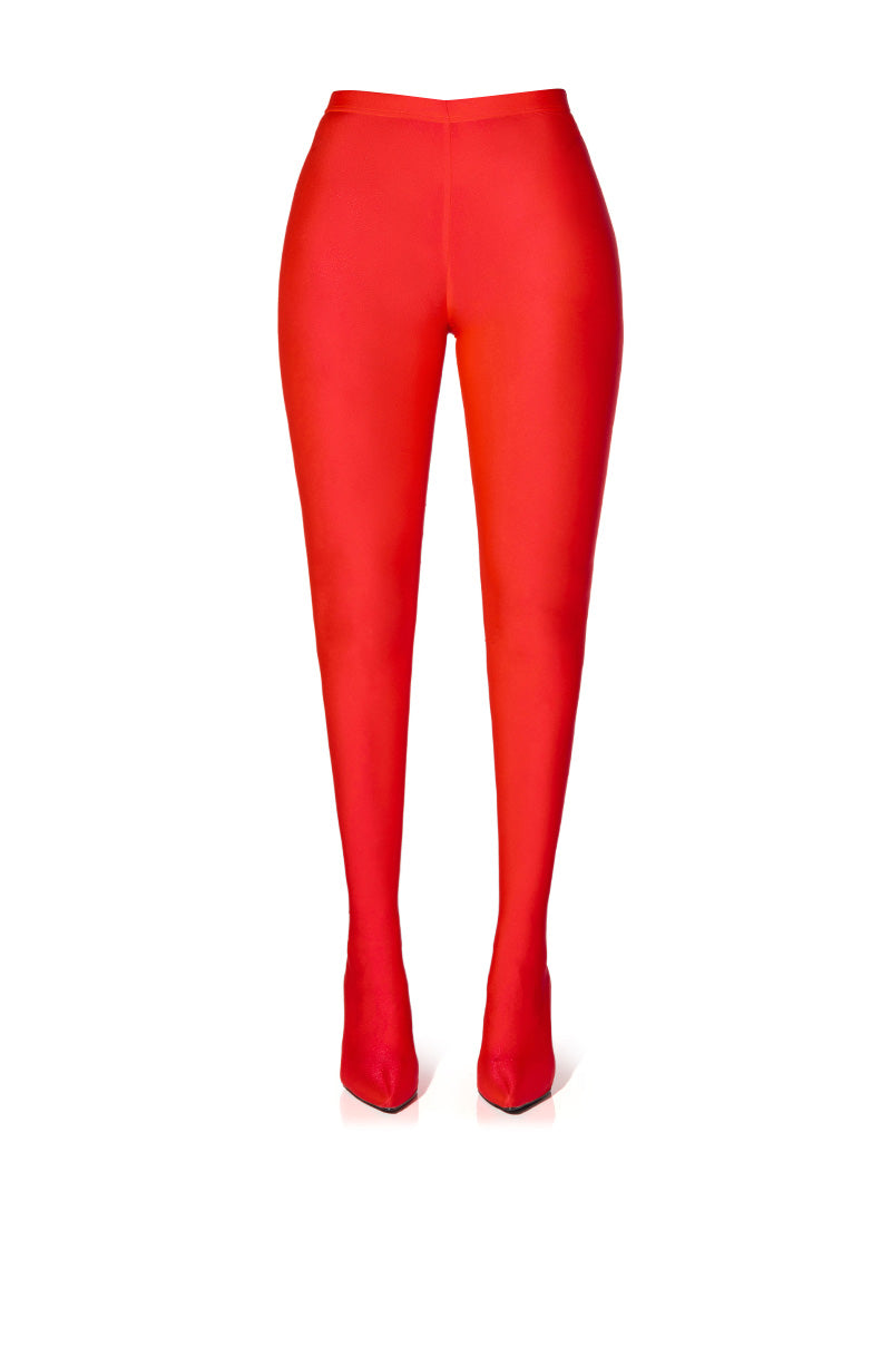 Detail View Azalea Wang Star Stretch Stiletto Pant Boot In Red