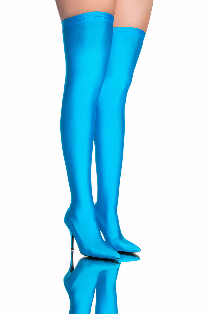 AZALEA WANG HEARTOUT THIGH HIGH STILETTO BOOT IN TURQUOISE view 0