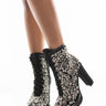 Front View Azalea Wang Star Studded Chunky Bootie In Black