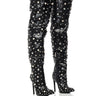 Front View Azalea Wang Starling Black Embellished Boot