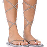 Front View Azalea Wang Starstruck Silver Pu Sandal