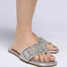 Front View Azalea Wang Stazie Silver Embellished Sandal