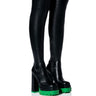 Front View Azalea Wang Step Up Thigh High Faux Leather Boot In Green