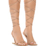 Front View Azalea Wang Step Your Game Up Floating Heel Strappy Sandal In Nude