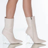 Front View Azalea Wang Steppin On Glass Wedge Bootie In Bone