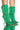 Front View Azalea Wang Stepping Out Stiletto Puffer Bootie In Green