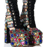 Front View Azalea Wang Stomp Embellished Lace Up Bootie In Multi