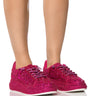 Front View Azalea Wang Stop And Stare Flat Sneaker In Pink