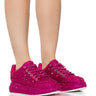 Front View Azalea Wang Stop And Stare Flat Sneaker In Pink