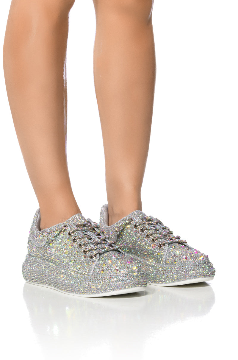 AZALEA WANG STOP AND STARE FLAT SNEAKER IN SILVER view 0