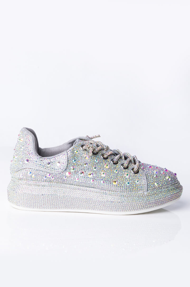 Back View Azalea Wang Stop And Stare Flat Sneaker In Silver