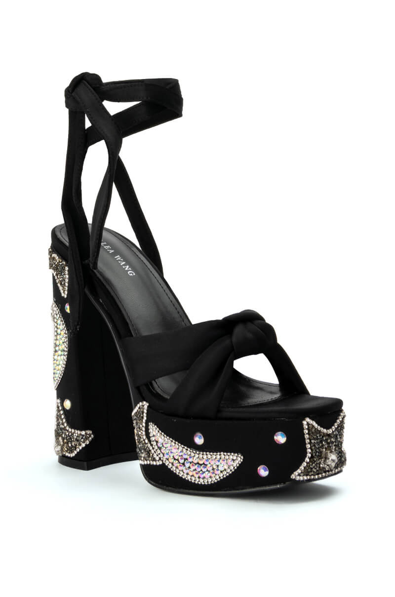 Back View Azalea Wang Storm Platform Sandal In Black