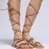 Front View Azalea Wang Streep Rhinestone Studded Lace Up Sandal In Multi