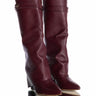 Front View Azalea Wang Stuck On You Fold Over Wedge Boot In Burgundy