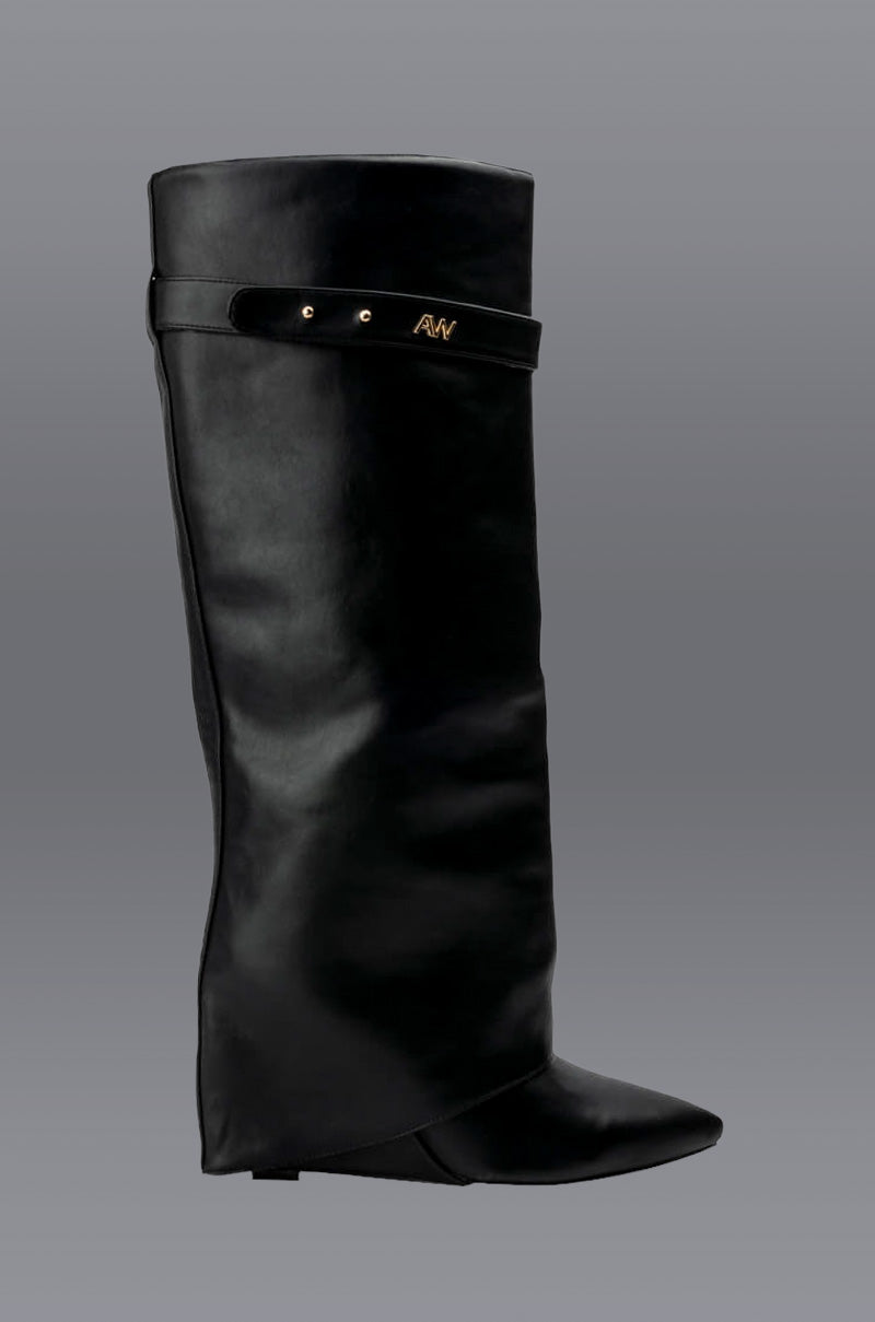 Front View Azalea Wang Stuck On You Wedge Boot In Black view 8