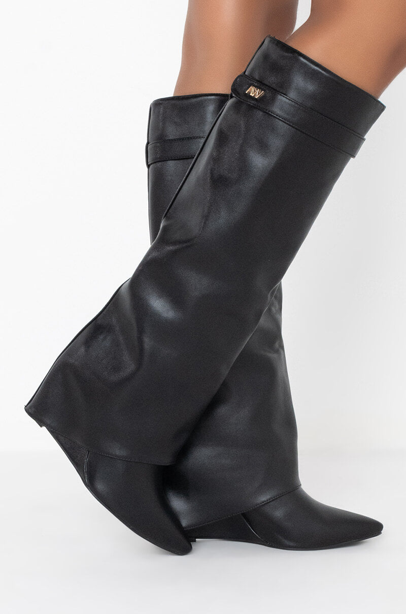 Side View Azalea Wang Stuck On You Wedge Boot In Black 13