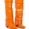 Front View Azalea Wang Stuck On You Wedge Boot In Orange
