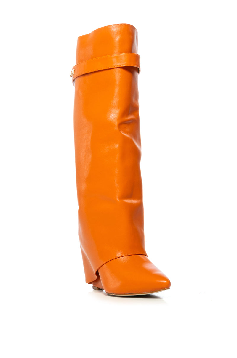 Back View Azalea Wang Stuck On You Wedge Boot In Orange 2